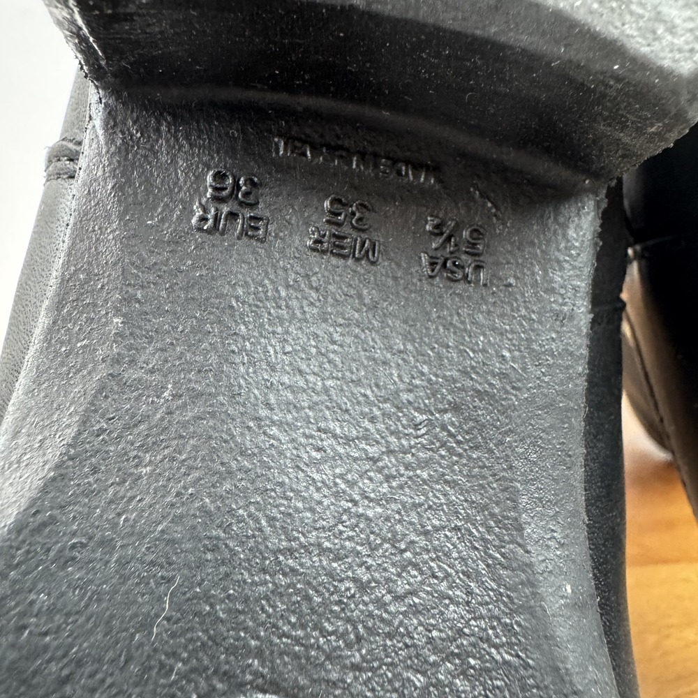 Womens Sandro Moscoloni Robin Belted Black Leather Cowboy Boots Size 5.5 M GUC - Picture 8 of 8